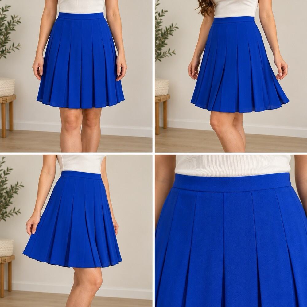 Worthington Pleated Skirt Womens 14 Royal Blue Flowy Career Office